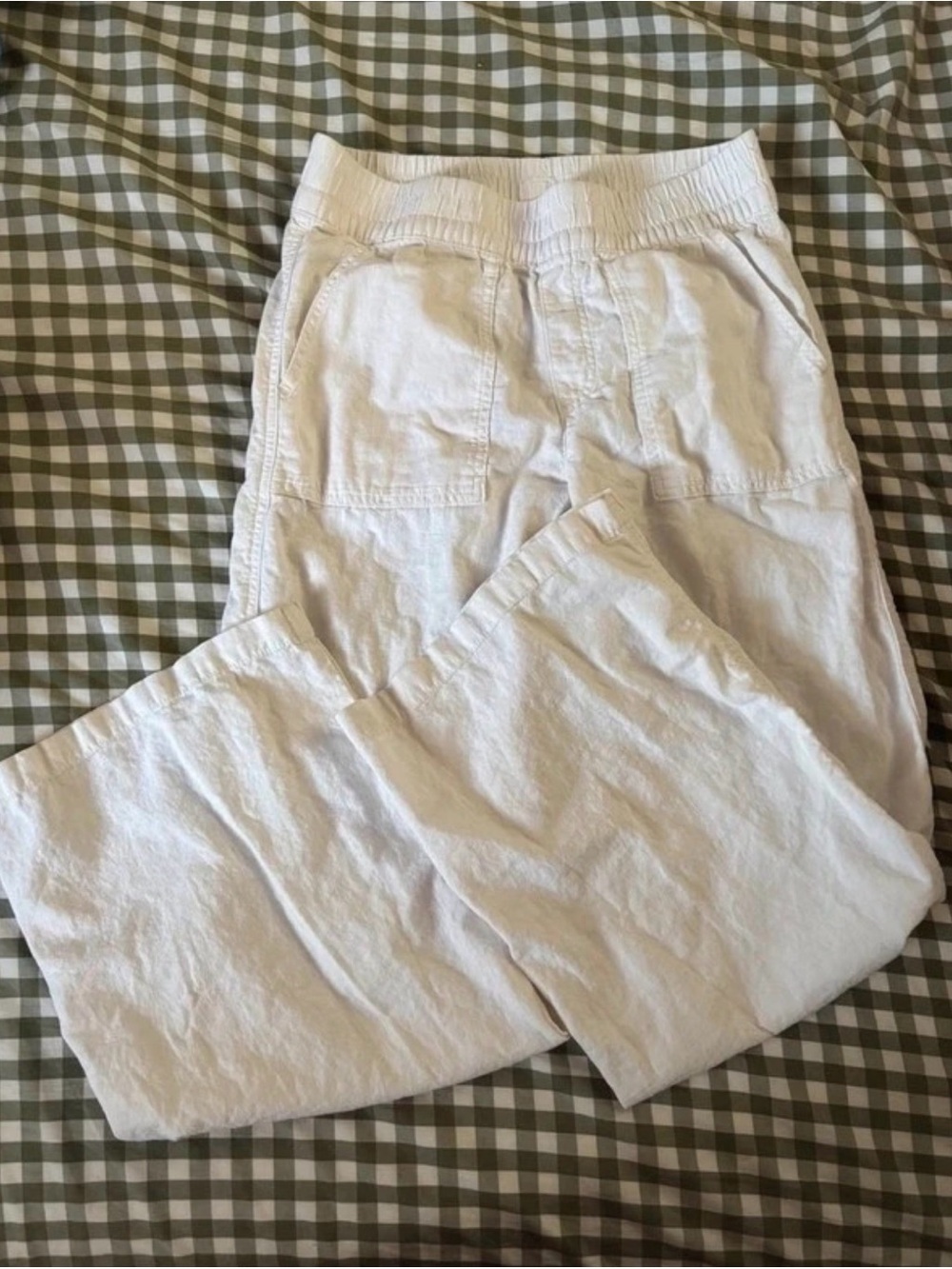Linen St. John's Bay White Wide-Leg Pull-On Pants